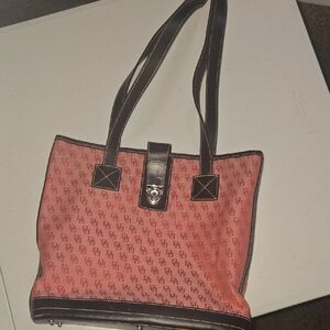 Dooney & Bourke Red and Brown Signature Tote